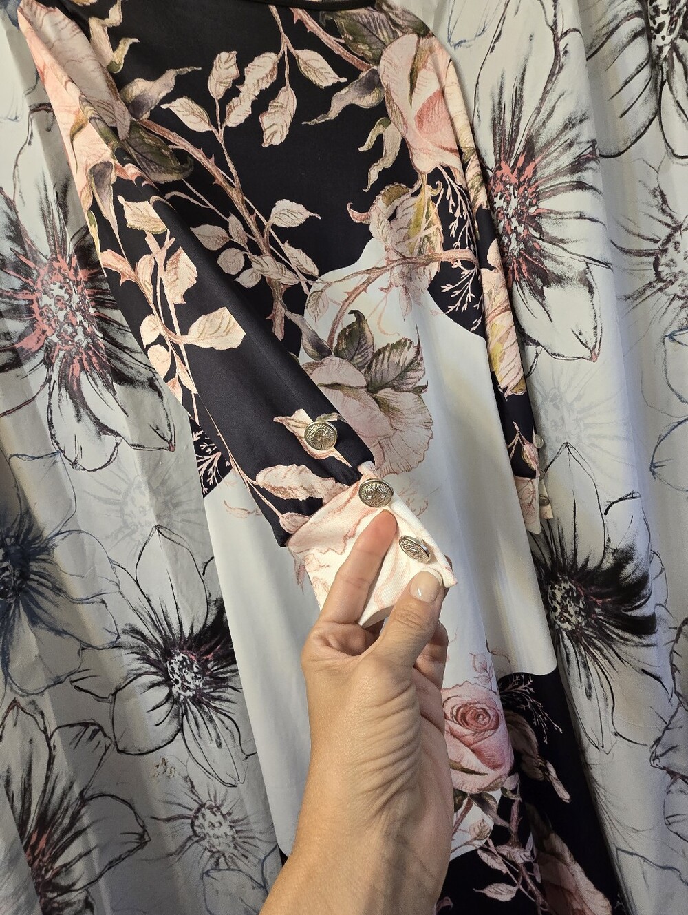 V-Neck Floral Maxi Dress in Black & Blush - Picture 5 of 5